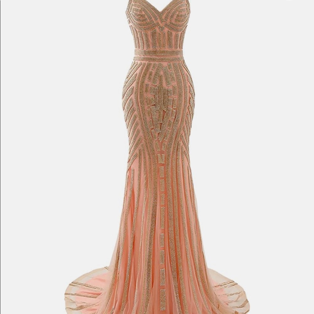Belle House Women Champagne Mermaid Evening Dress